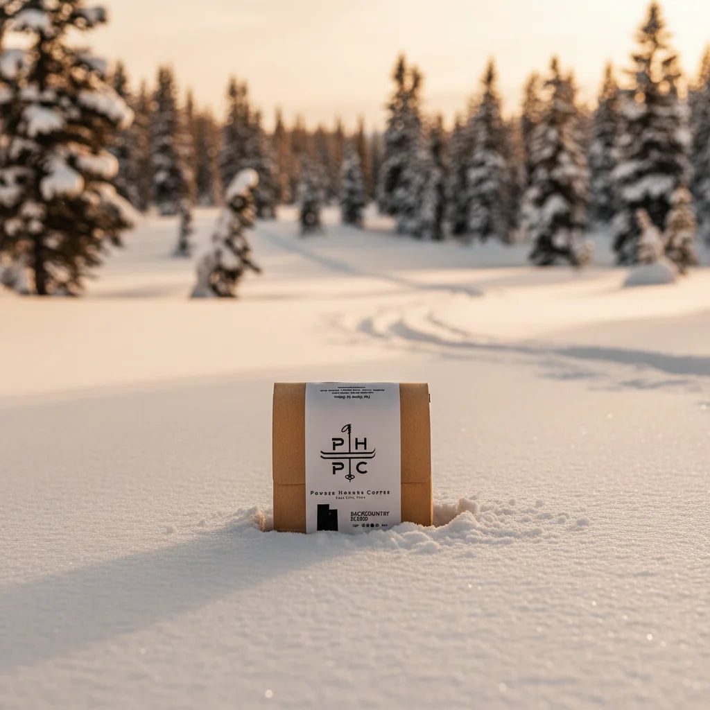 Powder Hounds Backcountry coffee in snow